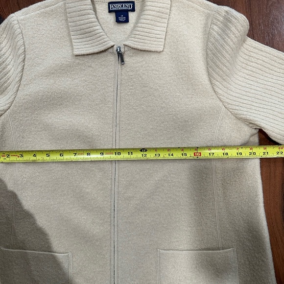 Lands’End vintage beige 100% wool zip up jacket size 14 - Picture 4 of 10
